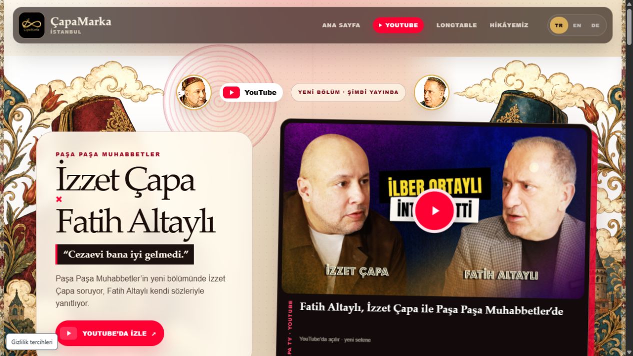 ÇapaMarka web sitesinin gerçek ekran görüntüsü